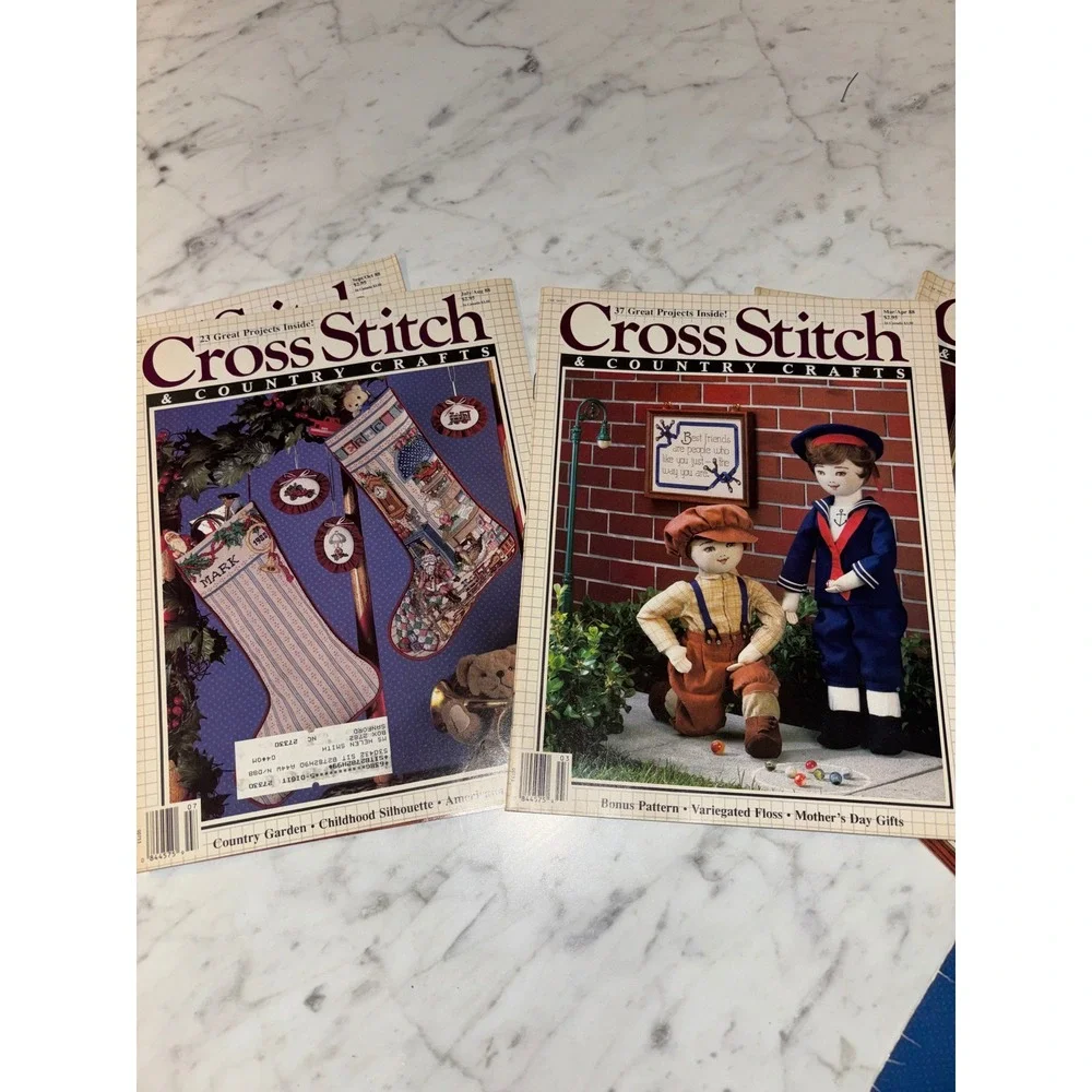 Vintage Garfield Cross Stitch Book & Cross Stitch CountryCrafts Magazine Lot 7pc